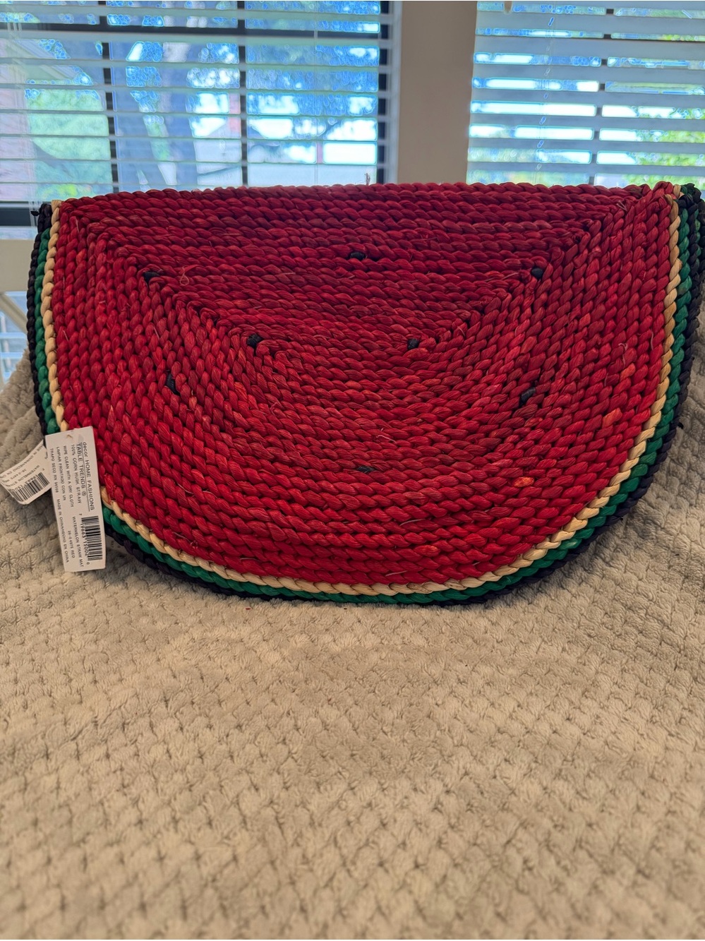 Vintage Watermelon Corn Husks Hand Woven Placemats NWT Set Of 4 Half Slices
